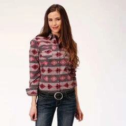 Roper Women's Aztec Print Long Sleeve Shirt -Western Cowboy Equipment Shop 0305000670152a