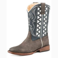 Karman Roper Kid's Navy And White Square Toe Boot