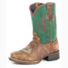 Roper Kid's Tan And Turquoise Thunder Square Toe Boot -Western Cowboy Equipment Shop 0901870221490