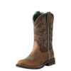 Ariat Women's Distressed Brown Delilah Round Toe Boot -Western Cowboy Equipment Shop 10021457 3 4 front