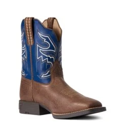 Ariat Kid's Chocolate And Navy Sorting Pen Boots -Western Cowboy Equipment Shop 10038333 medial