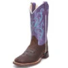 Youth Brown And Purple Square Toe Boots -Western Cowboy Equipment Shop 108057 old west kids boots bsy1907 choc pur square toe 1 jpeg