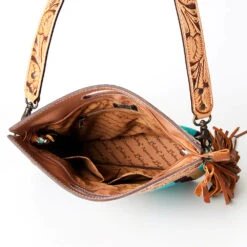 American Darling Turquoise Aztec/Floral Tooled Purse -Western Cowboy Equipment Shop 109166 K