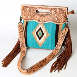 American Darling Turquoise Aztec/Floral Tooled Purse -Western Cowboy Equipment Shop 109166 z 1