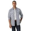 Wrangler Men's Navy Blue Plaid Shirt -Western Cowboy Equipment Shop 112326332 BF01 SWBB PRD