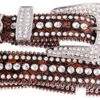 Women's Brown Gator Rhinestone Stud Belt -Western Cowboy Equipment Shop 113 brown