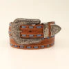 Women's Brown And Blue Floral Laced Belt -Western Cowboy Equipment Shop 1 12 NAT FLRL WBLUE LACE prd 75423 s da60471