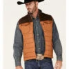 Hooey Men's Tan With Brown Micro Suede Yoke Vest -Western Cowboy Equipment Shop 2000346688 280 P1