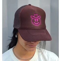 Brown/Pink Smiley Cap