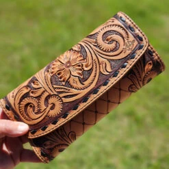 American Darling Tooled Leather Buck Stitch Clutch/Wallet