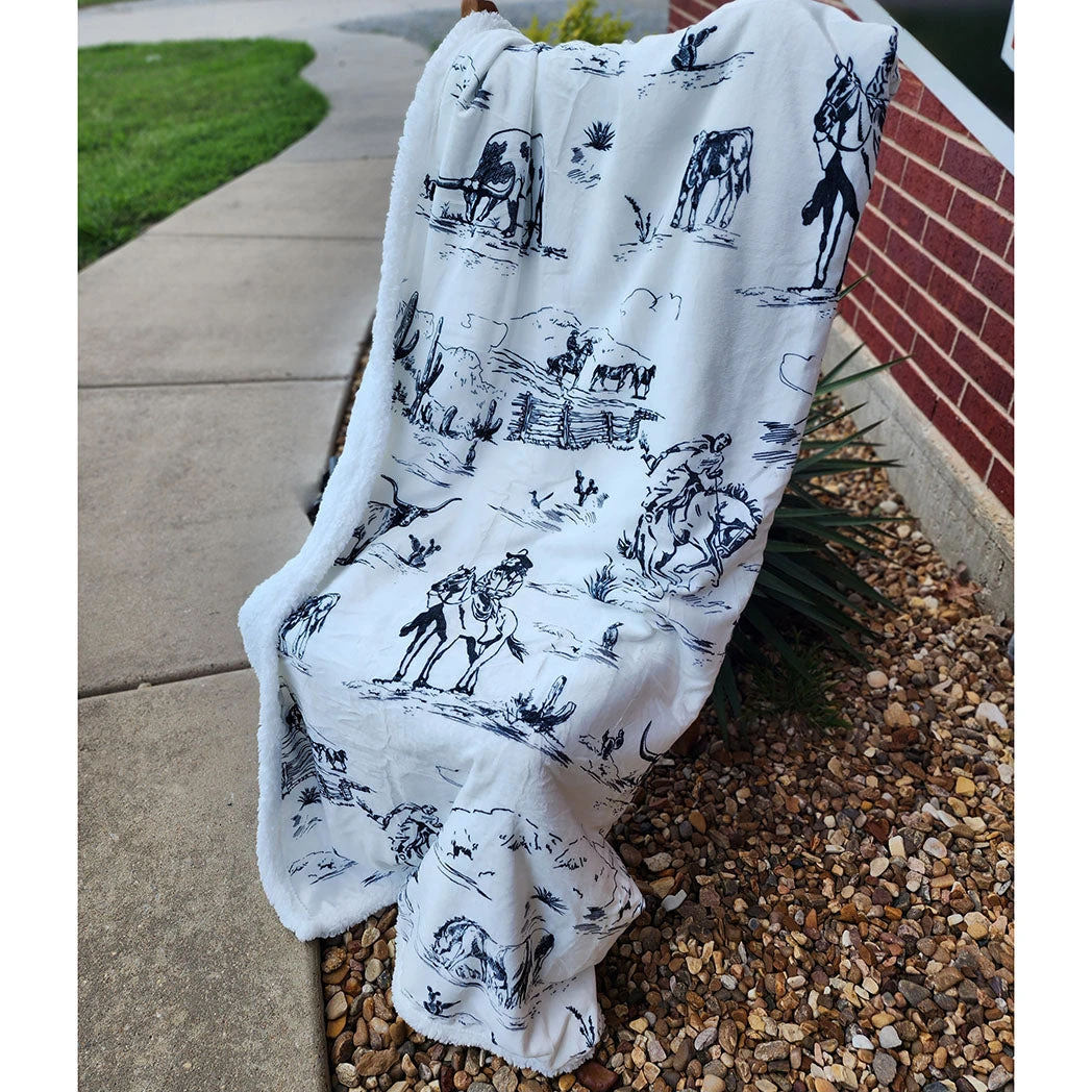 Ranch Life Western Toile Campfire Sherpa Throw 3 Ranch Life Western Toile Campfire Sherpa Throw
