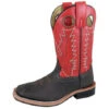 Smoky Mountain Kid's Chocolate And Red Blaze Square Toe Boot -Western Cowboy Equipment Shop 4634806939