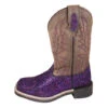Purple Glitter And Brown Square Toe Boots -Western Cowboy Equipment Shop 4637903092