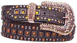 Women's Brown Gator Rhinestone Studded Belt 3 Women's Brown Gator Rhinestone Studded Belt