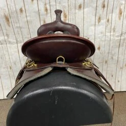 Circle Y Big Spring Easy Fit Saddle With Black Seat And Gold Hardware, 17" Seat -Western Cowboy Equipment Shop 6862 1701 05 1