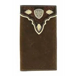 Ariat Men's Dark Distressed Trim Shield Rodeo Western Wallet
