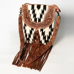 American Darling Conceal Carry Black & White Aztec Fringe Purse -Western Cowboy Equipment Shop ADBGZ125H