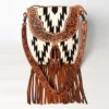 American Darling Conceal Carry Black & White Aztec Fringe Purse -Western Cowboy Equipment Shop ADBGZ125H B