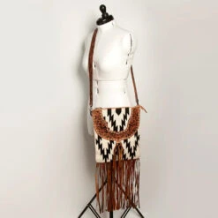American Darling Conceal Carry Black & White Aztec Fringe Purse -Western Cowboy Equipment Shop ADBGZ125H D