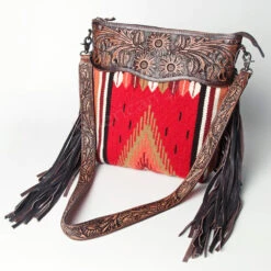 American Darling Conceal Carry Red Blanket Floral Tooled Bag -Western Cowboy Equipment Shop ADBGZ306E