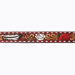 American Darling Red & White Flower Tooled Belt -Western Cowboy Equipment Shop ADBLF118D