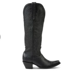 Allen Boots "Cassidy" Black Tall Soft Leather Pointed Toe Boot -Western Cowboy Equipment Shop AL10098