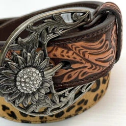 Leopard Sunflower Tooled Belt -Western Cowboy Equipment Shop Angel Ranch D140001802 3 1024x1024 950a8b46 2d33 482d a5fa c252988738d8