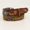 Leopard Sunflower Tooled Belt -Western Cowboy Equipment Shop Angel Ranch Ladies Belt 1 12 Leopard Sunflower Tooled Brown prd 79535 s d140001802