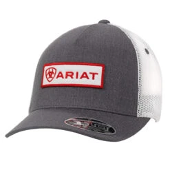 Ariat Grey Red/White Logo Patch Cap