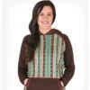 Cowgirl Tuff Women's Brown Pullover With Coral Aztec -Western Cowboy Equipment Shop C02 100324front