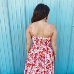 Red Floral Sless Dress -Western Cowboy Equipment Shop CD02582d