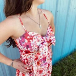 Red Floral Sless Dress -Western Cowboy Equipment Shop CD02582e