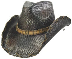 Dark Tea Stained Straw With Horseshoe Accented Hatband