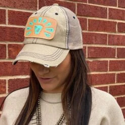 McIntire Saddlery Khaki Distressed Squash Patch Cap -Western Cowboy Equipment Shop IMG 5654