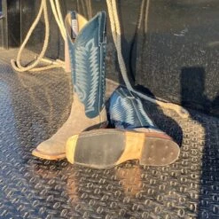 Anderson Bean Women's Grey & Regal Blue Waxy Kudu Boots -Western Cowboy Equipment Shop IMG 6018