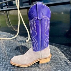 Olathe Grey And Purple Smoked Bacon Boots -Western Cowboy Equipment Shop IMG 6162