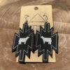 TNR Handmade Leather Cattle Black Aztec Earrings -Western Cowboy Equipment Shop Lse38bs