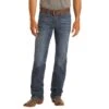 Rock & Roll Regular Fit Straight Leg Dark Wash Stretch Jeans -Western Cowboy Equipment Shop M1P2776 1