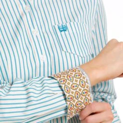 Cinch Women's Blue Long Sleeve Shirt -Western Cowboy Equipment Shop MSW9164202 3