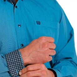 Cinch Men's Turquoise Striped Long Sleeve Shirt 7 Cinch Men's Turquoise Striped Long Sleeve Shirt -Western Cowboy Equipment Shop MTW1105564 3