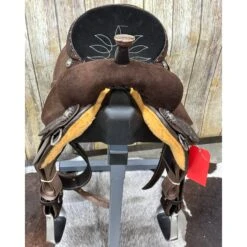 Double J 14 Inch Pozzi Roughout Barrel Saddle -Western Cowboy Equipment Shop Pozzifront