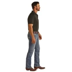 Rock & Roll Revolver Slim Fit Stretch Ivory V Straight Boot Cut Jeans -Western Cowboy Equipment Shop RRMD1RRYWHb