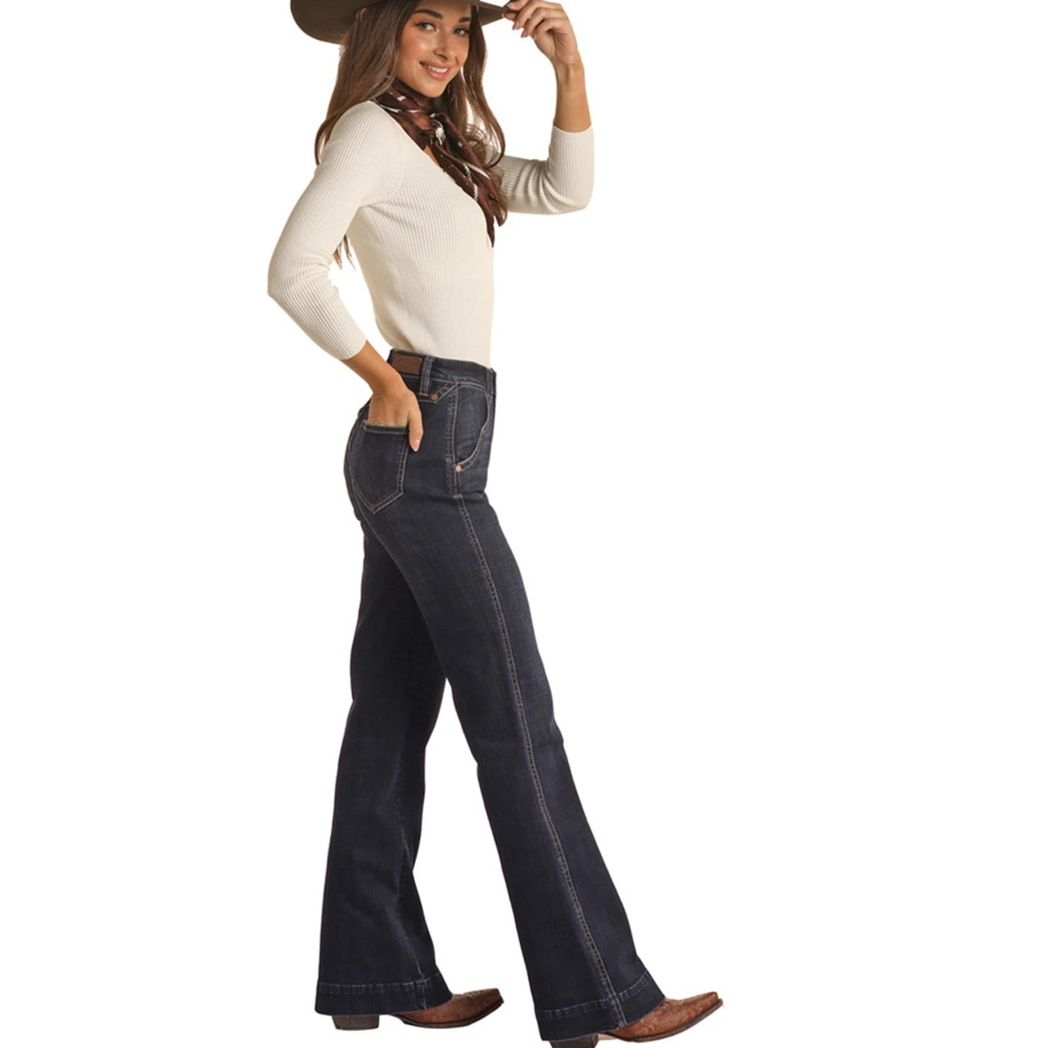 Rock & Roll Cowgirl High Rise With Rivets Trouser 4 Rock & Roll Cowgirl High Rise With Rivets Trouser - Image 2