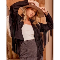 Black Suede Fringe Jacket