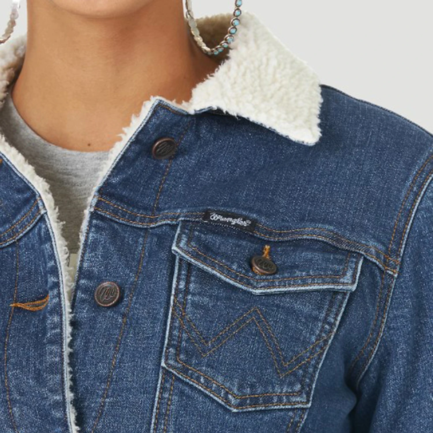 Wrangler Women's Denim Sherpa Jacket 5 Wrangler Women's Denim Sherpa Jacket - Image 3