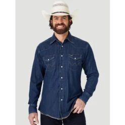 Wrangler Dark Denim Snap Shirt