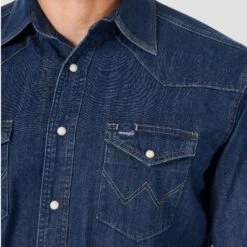 Wrangler Dark Denim Snap Shirt -Western Cowboy Equipment Shop Screenshot2023 03 16085857