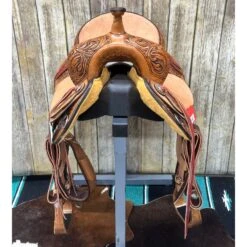 Paul Taylor 15 Inch Floral Barrel Saddle -Western Cowboy Equipment Shop barrelfront 2038d3f2 1ec4 43cb bc55 cf0a7013dd9a