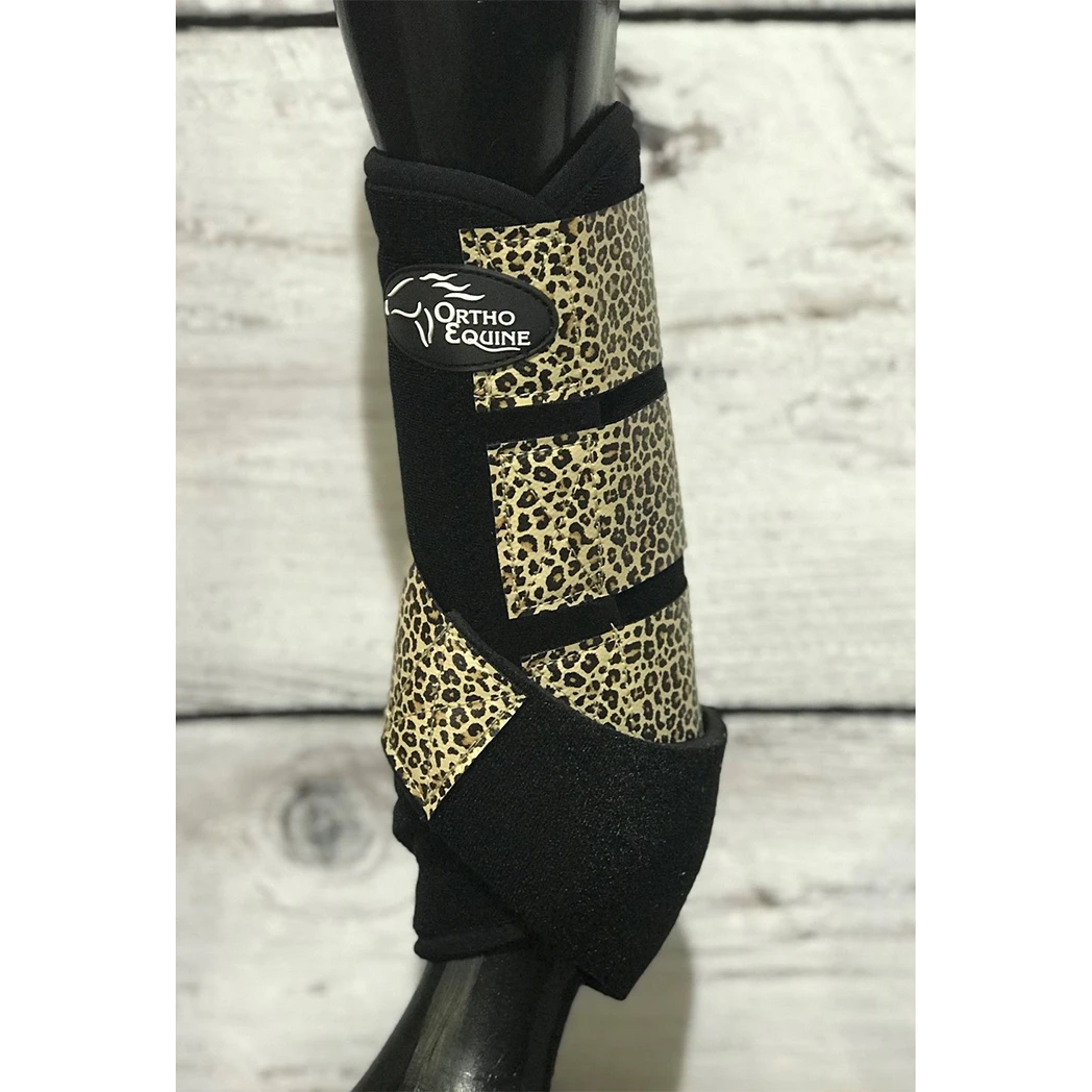 Ortho Equine Front Black/Cheetah Complete Comfort Splint Boots 3 Ortho Equine Front Black/Cheetah Complete Comfort Splint Boots