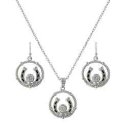 Montana Silversmiths Montana Silver Women's Roped Hanging Horse Shoe Jewelry Set